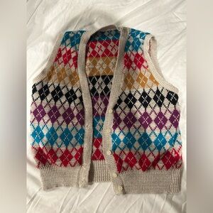 90s style knit button up vest